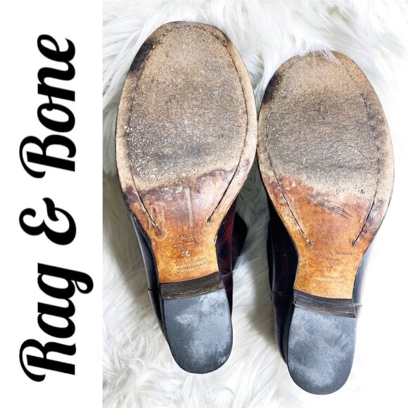 RAG & BONE Mercer II Suede Handmade Antiqued Leather Burgundy Booties, Size 37 - Picture 10 of 12